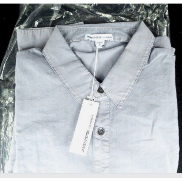 James Perse Men's Button Down Shirt Ice Blue Pigment Cotton Size 0 (XS) New - Picture 5 of 9